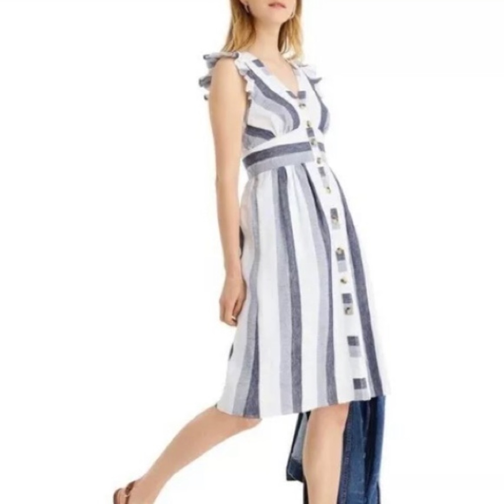 J. Crew Point Sur Midi Stripe Dress